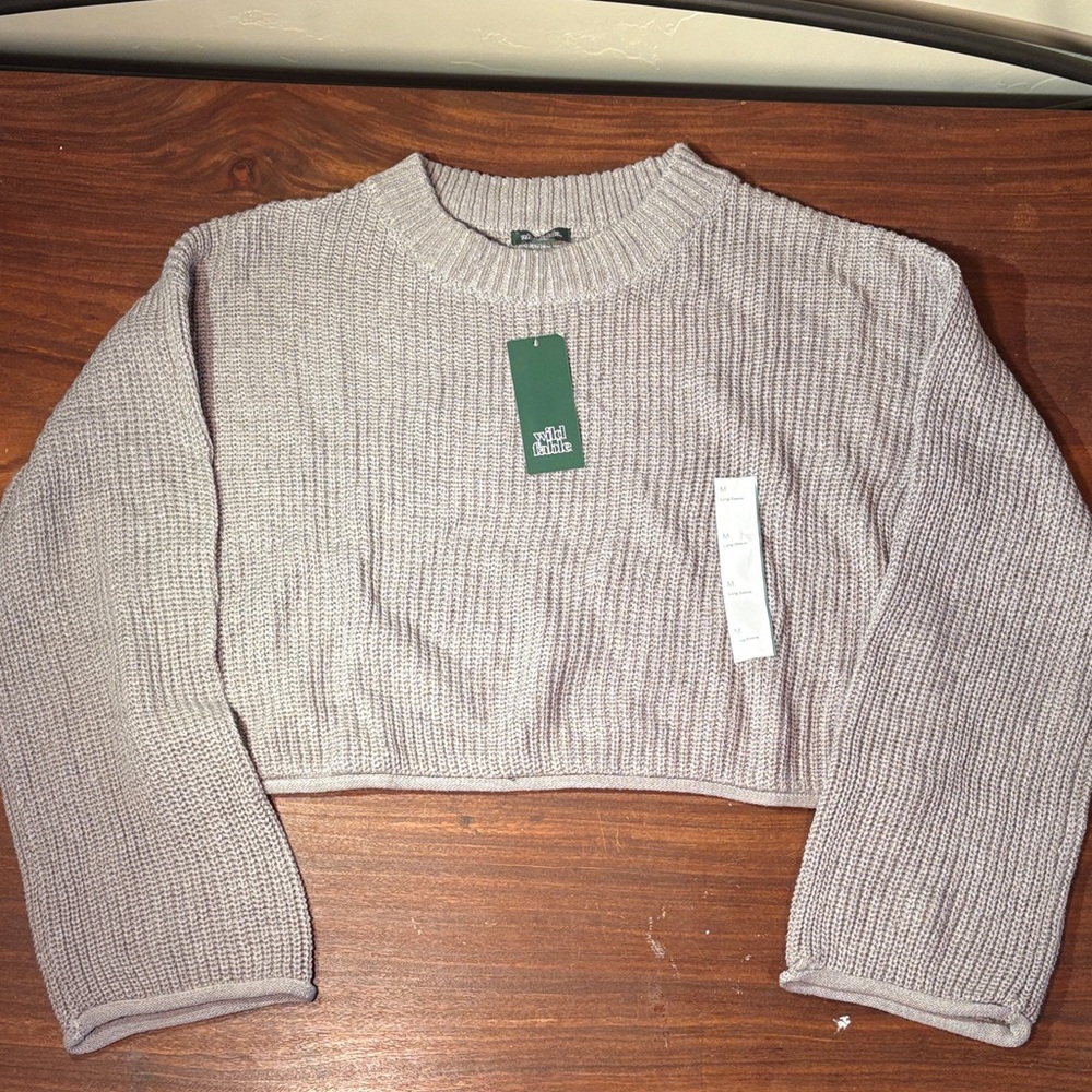 Wild Fable cropped sweater long sleeve womens M grey
